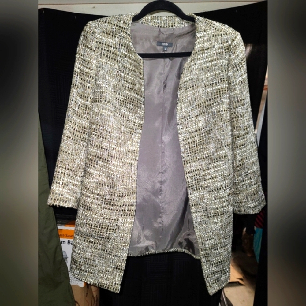 EUC Zanella Women's Tweed Blazer in Green & Brown